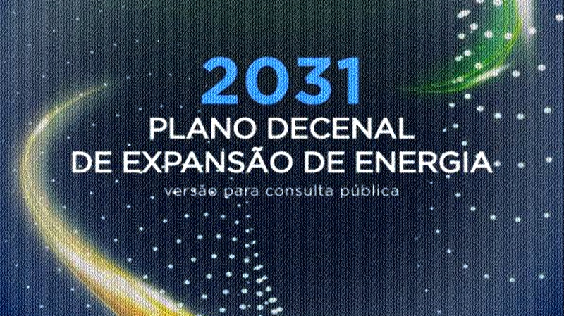 Imagem da capa do plano decenal de energia, fundo azul com estrelas em faixas amarelas e brancas #paratodomundover